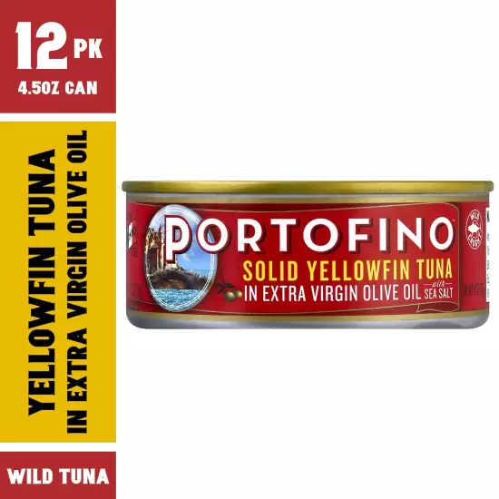 Portofino Solid Yellowfin Tuna In Extra Virgin Olive Oil - 4.5oz Can Pack of 12