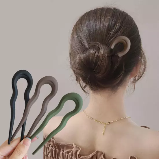 Women Hair Pin U Shaped Fork Stick French Fashion Hairstyle Resin Hair Clips