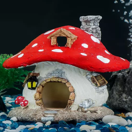 Uniclife Aquarium Mushroom House, Resin Fish Tank Decoration Cottage 