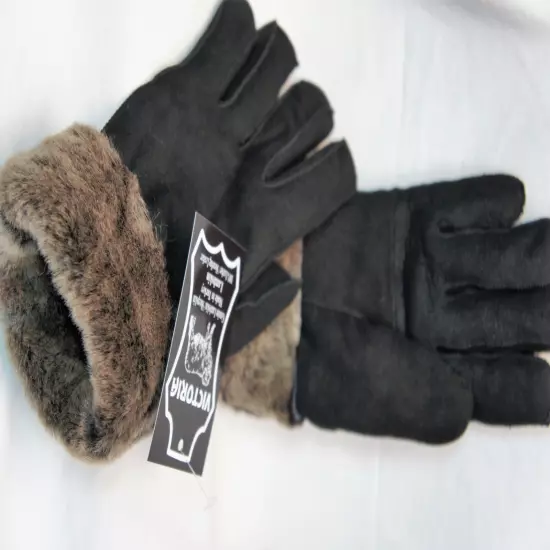 REAL GENUINE SHEEPSKIN SHEARLING LEATHER GLOVES UNISEX Fur Winter 2 Colors S-2XL