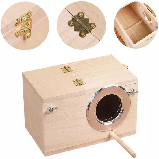 YJJKJ Pet Wood Parakeet Nest Box Bird House Breeding Nesting Bird Cage Box fo...