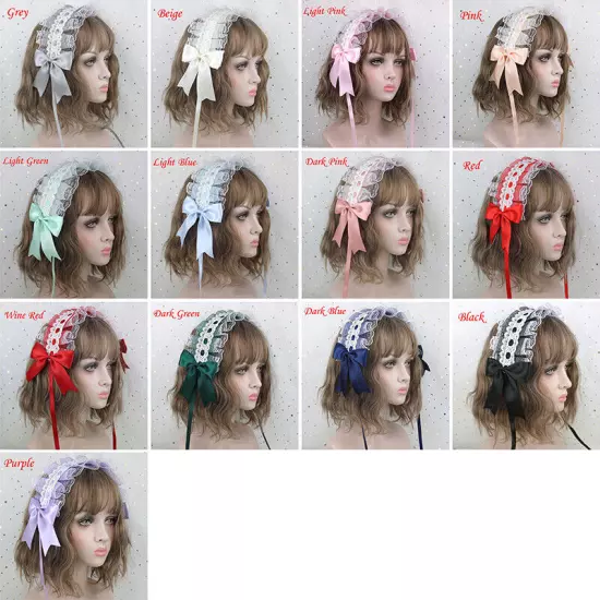 Lolita Lace Hair Hoop Women Girl Cosplay Headband Women Bowknot Hair Accessory