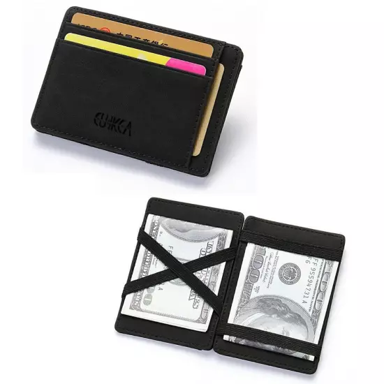 Slim Wallet Magic Credit Card Holder Coin Bag Money Clip Billfold Faux Leather H