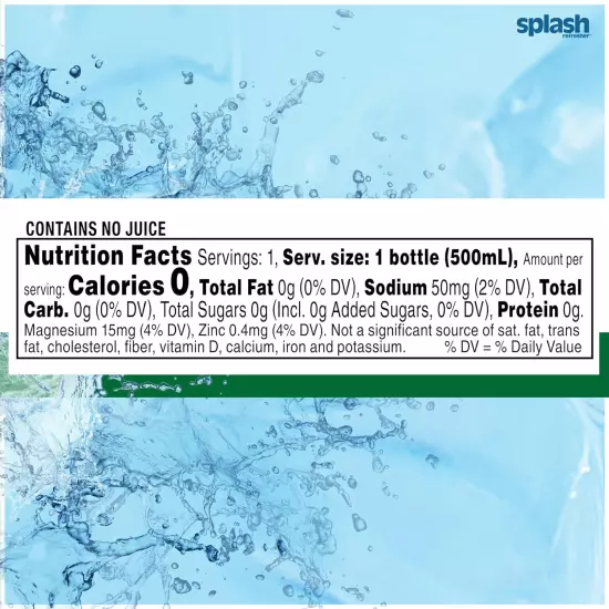 Splash Refresher Lemon Flavored Water, 16.9 Fl Oz, Plastic Bottle Pack of 6