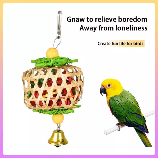 Natural Bamboo Rattan Toy Parrots Cage Rattan Shredded Paper Toy Pet Bird Toys