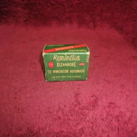  Vintage Remington Kleanbore, 22 Winchester Automatic Cal.. Ammo Box, (EMPTY) 