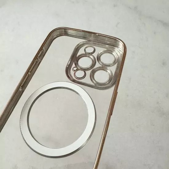 iPhone 15 Pro Clear Gold Trim Case