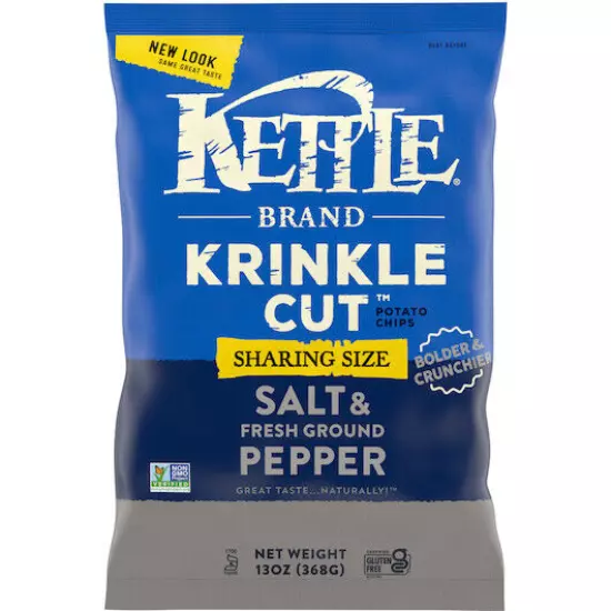 Kettle Foods Krinkle Cut Salt & Pepper, 13 Ounces, 9 Per Case