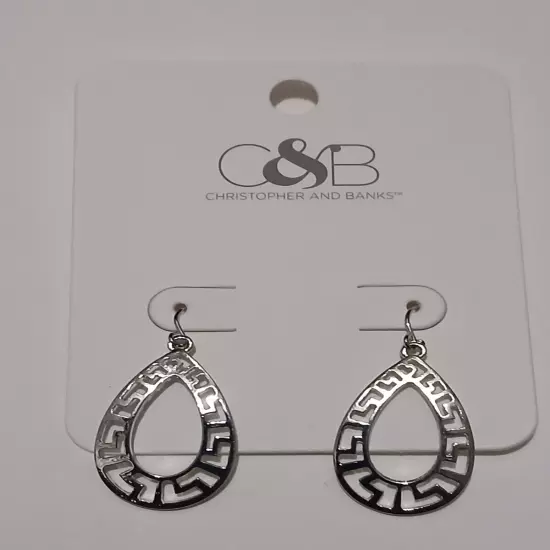 Christopher & Banks Dangle Drop Silverstone Pierced Earrings #A18