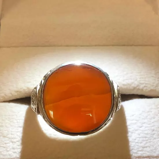 Agate Ring Men Silver 925,Yemen,Aqeeq,,Rare,Royal خاتم عقيق يمني كبدي سلجوقي