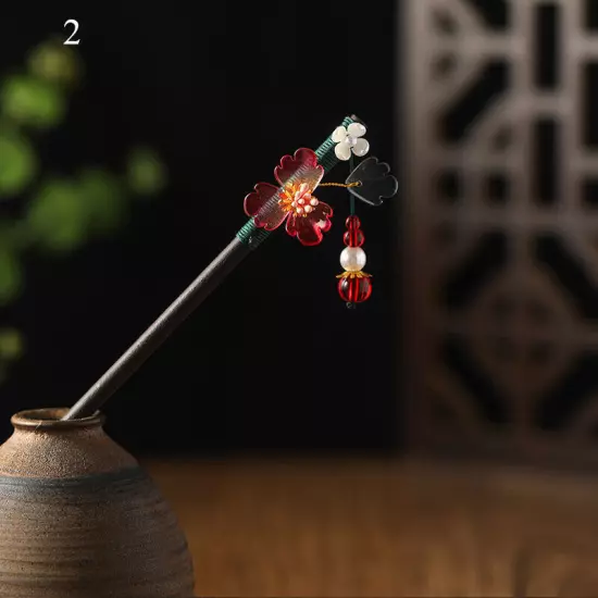 Womens Flower Wooden Chopsticks Hair Hairpin Hair Stick Chinese Style Retro❥