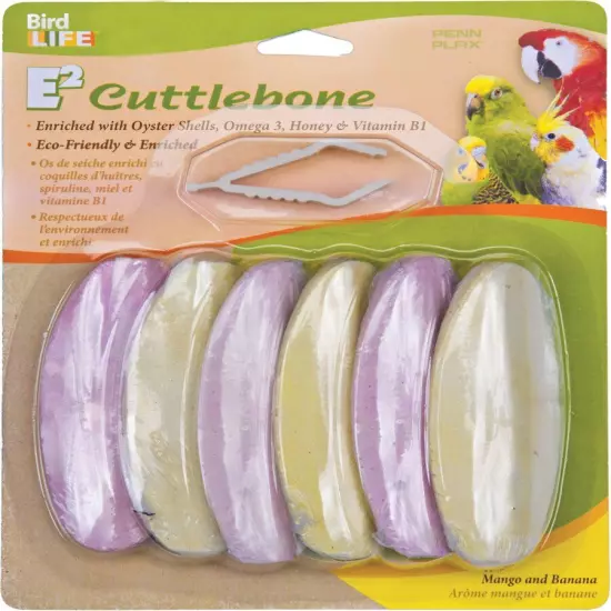 Bird-Life Flavored E Cuttlebone 6 Pack – Mango & Banana – Enriched with Omega...