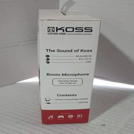 KOSS-HEADPHONES CS100 USB COMM HEADSET W/ MIC USB 8FT VOL