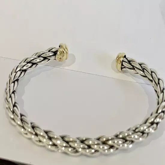 DAVID YURMAN 18K GOLD SS WHEAT MENS CABLE BRACELET.