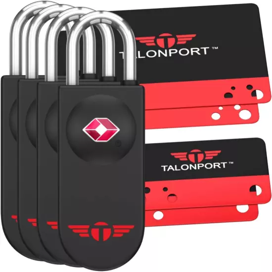 Keyless TSA Approved Luggage Locks with Card Keys & No Combo to Forget (4 Pack)