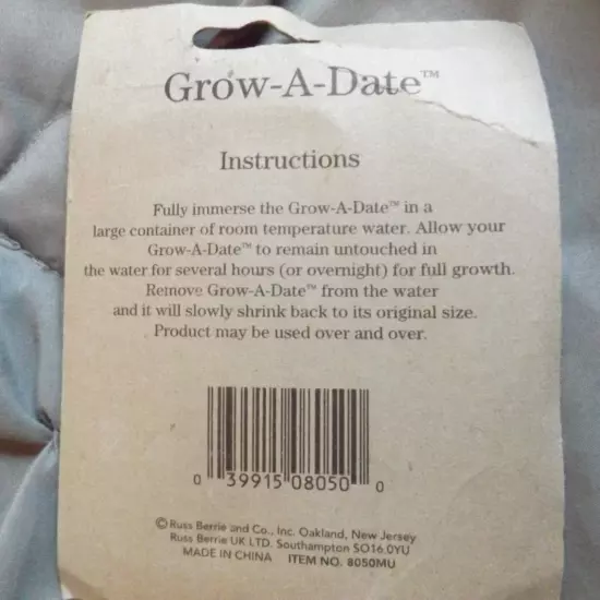 Vintage RUSS BERRIE Grow-A-Date Novelty Gag Gift