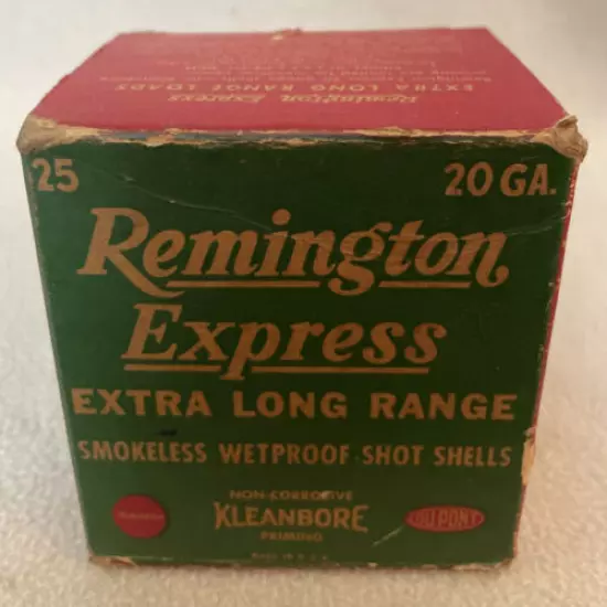 Vtg Empty Box Remington Express Extra Long Range 20 Ga.Shot Shell Older Version