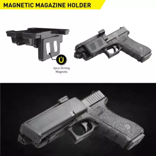 STINGER Magazine Magnetic & Quick-Load Gun Holder Fits Most Semi-Auto Pistols