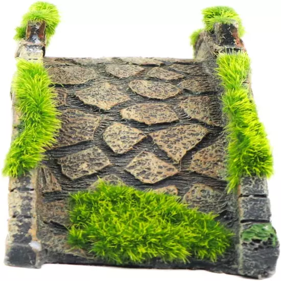 Fish Tank Decor Arch-Bridge Drawbridge with Grass for Aquarium Landscaping Decor