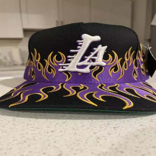 Kill The Hype Los Angeles KTHLA Lakers Purple Gold Flames Snapback Hat Brand New