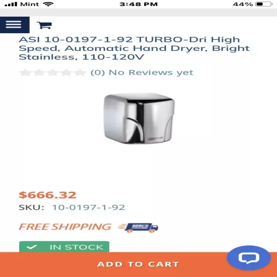 Hand Dryer ASI 0197-1-93 Turbo-dri High Speed Hand Dryer