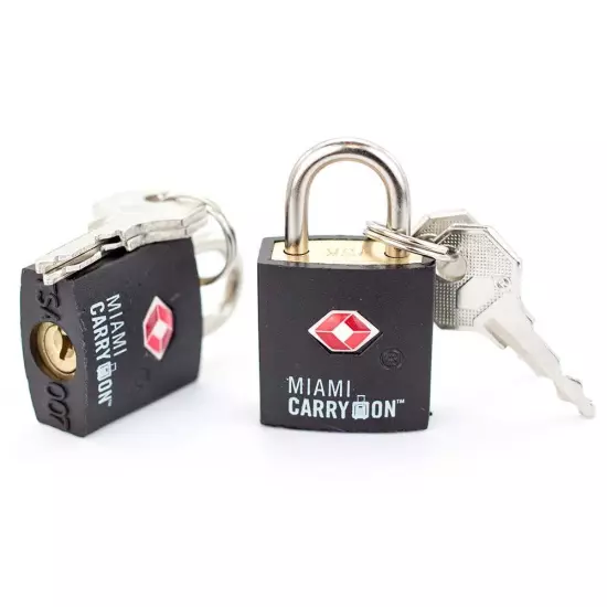 Miami CarryOn TSA Approved Padlock, TSA Keyed Luggage Lock, TSA Lock - Black