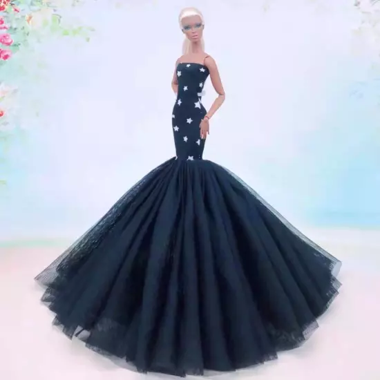 Black Style 1/6 Doll Clothes Handmade Wedding Dress 11.5" Dolls Outfits Gown Toy