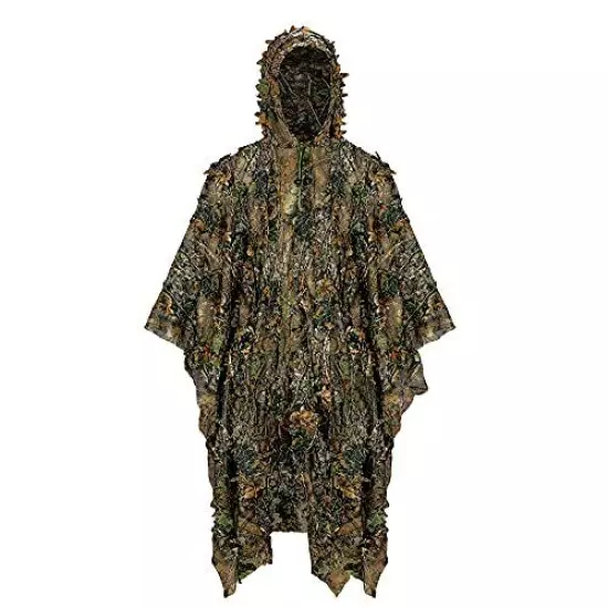 Ginsco 3D Leaf Woodland Poncho Ghillie Suit Camouflage Clothing for Hunting B...