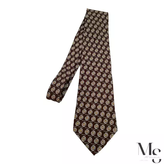 TRUSSARDI Brown Novelty Luxury Designer Silk Tie Italy W: 3.9" EX COND