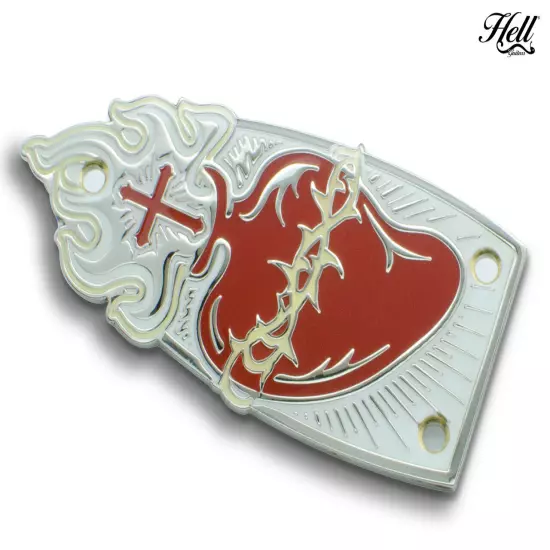 "SACRED HEART" 100% Brass Truss Rod Cover. Fits most Gretsch® style guitars.