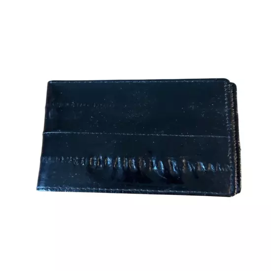 “Deerskin TM” Eel Skin Men’s Tri-fold Wallet Black Vintage 