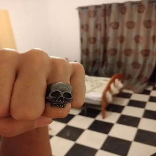 Black Horror Skull Ring Men's Jewelry Vintage Punk Biker Ring Males' Gift