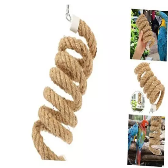 Ipetboom Bird Spiral Rope Perch Jute Parrot Swing Climbing Standing 150x8cm