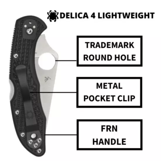 Spyderco C11FPSBKRD Delica 4 Lightweight Knife w CombinationEdge Cutting