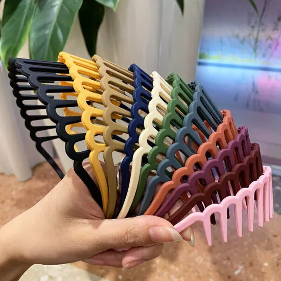 Women Non-Slip Resin Hair Comb Hairband Headband Hair Hoop With Teeth Headwear❉