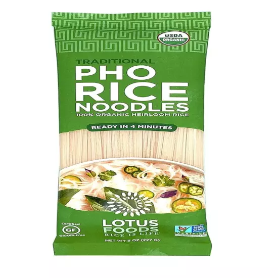 Lotus Foods Organic Traditional Pho Rice Noodles, 8 Ounce (Pack of 8) 