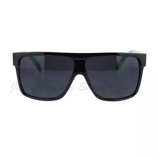 KUSH Men's Sunglasses Flat Top Square Frame Black Dark Lens