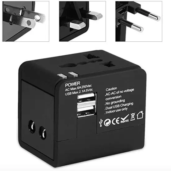 Universal Travel Adapter World Wide Use Multi Plug Charger UK EU AU US USB Ports