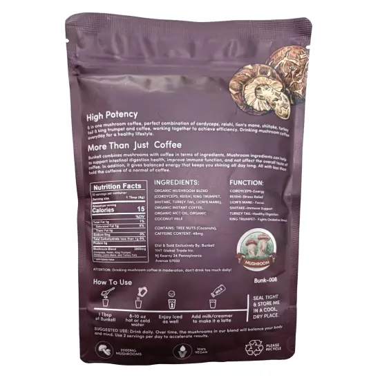 New Mushroom Coffee Organic 30 Servings - Free Fast Shipping