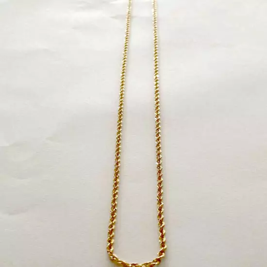 14k Solid Yellow Gold Rope Chain Necklace Bracelet 1mm-10mm Men Women Sz 7"-30"