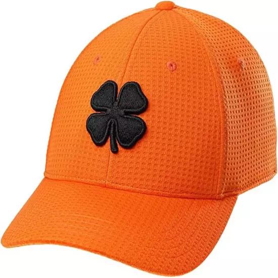 NEW Black Clover Live Lucky Flex Waffle 14 Black/Orange Fitted L/XL Golf Hat