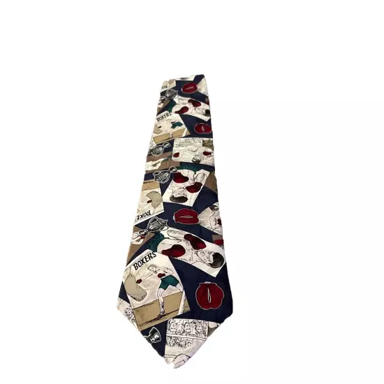 Structure Mens Tie Boxing Graphic Silk Classic Designer Vintage One Size