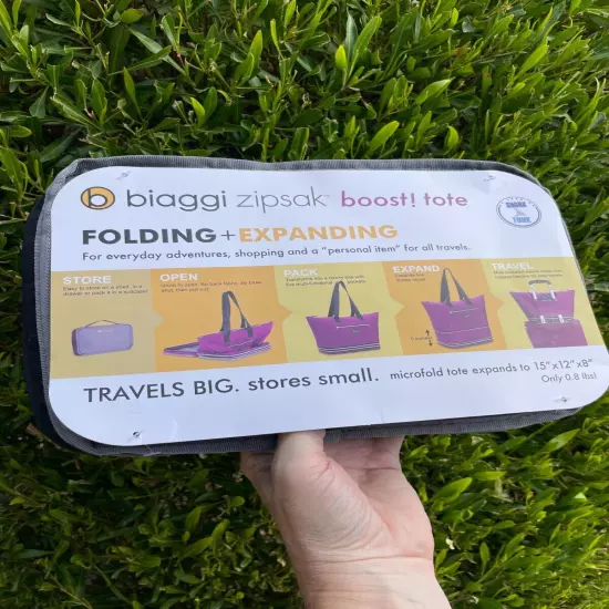 Biaggi Zipsak Boost! Travel Tote Carry-On Expands to 15"x12"x8" NEW