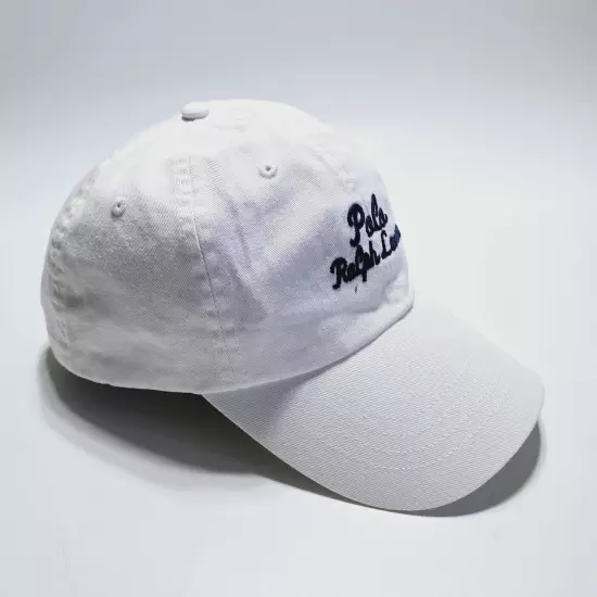 Polo Ralph Lauren Men's Cursive Script Chino Twill Baseball Ball Cap White Hat 