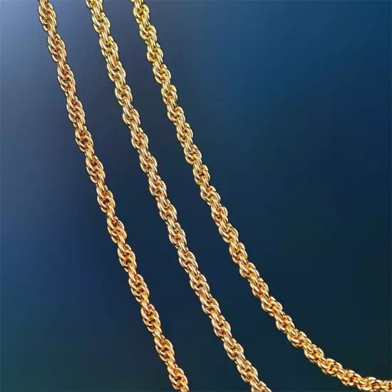 $2000 10K Solid Yellow Gold Necklace Gold Rope Chain 16"