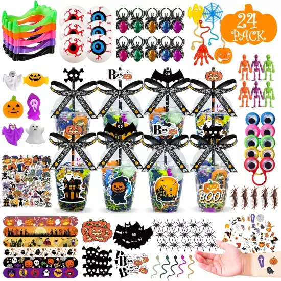 Halloween Party Favors, 24 Pack Kids Cups Bulk, 292 Pcs Toys for Trick... 