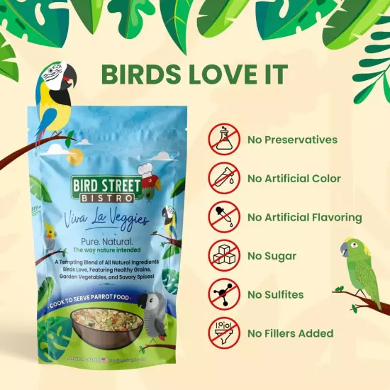 Bird Street Bistro Parrot Food - Parakeet Food - Cockatiel Food - Bird Food -