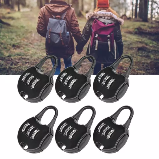 6pcs Portable 3 Digit Password Padlock Anti Theft Lock For Backpack Statione WYD