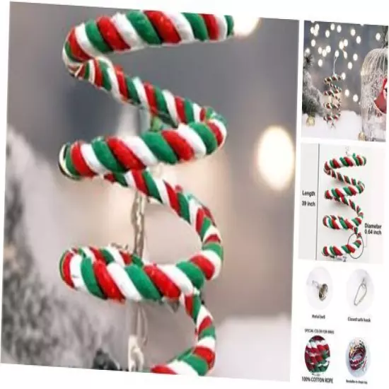 39'Bird Rope Perches(Xmas edition) Birdcage Swing Toys 100% Cotton No 39'x1pc