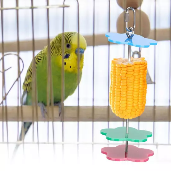 Multifunction Stainless Steel Parrot Cage Fruit Holder Corn Stick Skewer Feed